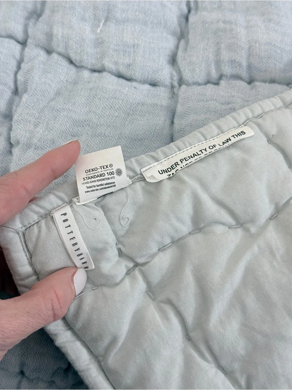 Pottery Barn Cloud Quilt Chambray Blue Queen Size